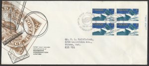 1979 #833 Canoe-Kayak World Championships FDC Plate Block Schering GP Cachet