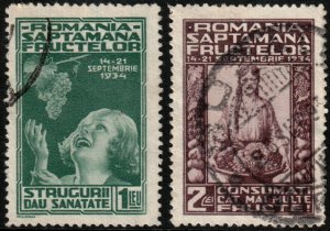 ✔️ ROMANIA 1934 - NATL. FRUIT WEEK & GRAPES -  SC. 440/441  [14.11.3]