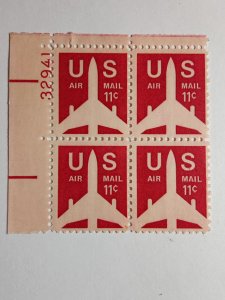 SCOTT #C78 AIR MAIL PLATE BLOCK S# 32941 UL ELEVEN CENTS BEAUTIFUL JET AIRLINER