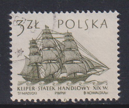 Poland  #1212 cancelled  1964  ancient ships 3z