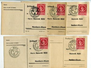 GERMANY 3rd REICH 5 x DIFFERENT CANCELS HITLER BIRTHDAY B271 FIRST DAY ON CARD