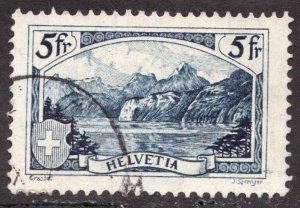 1928 Switzerland Sc #206 - 5Fr - The Rutli Mountain - Used postage stamp Cv$9.75