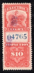 van Dam FE7, $10, Used, Federal Electric Light Inspection, 1895 Crown, Canada