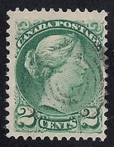 Canada #36 2 cent Fancy Target Cancel, Green Stamp used F