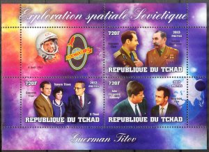 Chad 2013 Space G. Titov (1) sheet of 3 MNH