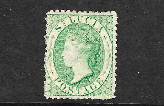 ST LUCIA 1863 6d GREEN QV MNG   SG 8