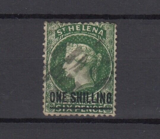 St Helena QV 1871 1/- On 6d Green SG19 Fine Used JK6276