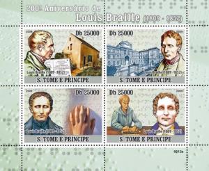 SAO TOME E PRINCIPE 2009 SHEET LOUIS BRAILLE st9212a