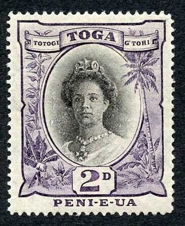 Tonga SG57b 1920-35 2d Smaller 2 Fine M/M