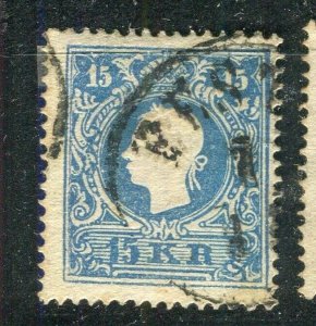 AUSTRIA; 1858 classic F. Joseph issue fine used Shade of 15k. value,