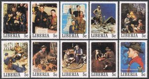 Liberia 853-857 a-j,MNH.Mi 1109-1158. Scouting 1979.Paintings by Norman Rockwell