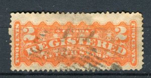 CANADA; 1875 early classic QV REGISTERED issue fine used 2c. value