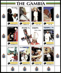 Gambia 2000 - Pope's Visits, South Africa, USA - Sheet of 10v - Scott 2226 - MNH