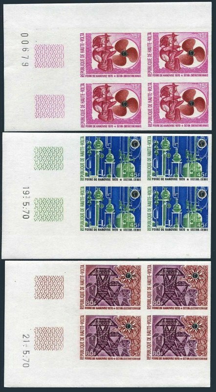 Burkina Faso 222-224 imperf bl./4,MNH. EXPO HANOVER-1970.Ship industry,Chemistry