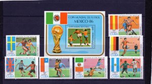 CUBA 1985 WORLD CUP SOCCER CHAMPIONSHIPS MEXICO SET OF 7 STAMPS & S/S MNH