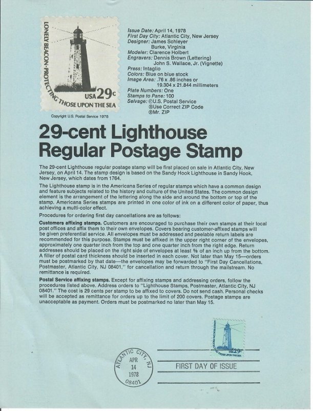 US SP386 Lighthouse Souvenir Page #1605