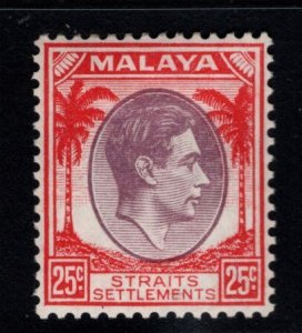 Straits Settlements Scott 246 MH*  stamp from 1937-41 set hinge remnant