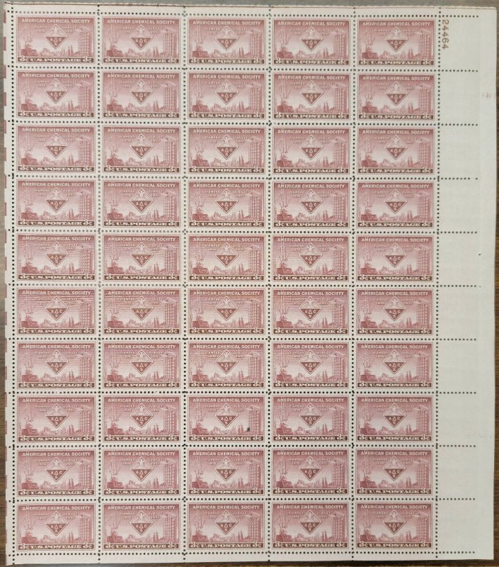 Scott #1002 American Chemical Society (Kaliapparat) Sheet of 50 Stamps - MNH