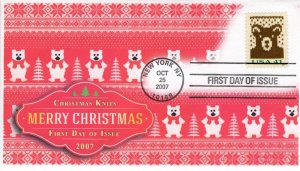 AO-4210-2, 2007, Holiday Knits, Bear, Standard Postmark, FDC, SC 4210, Add on,