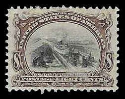 PCBstamps   US # 298 8c Canal Locks, MH, (2)