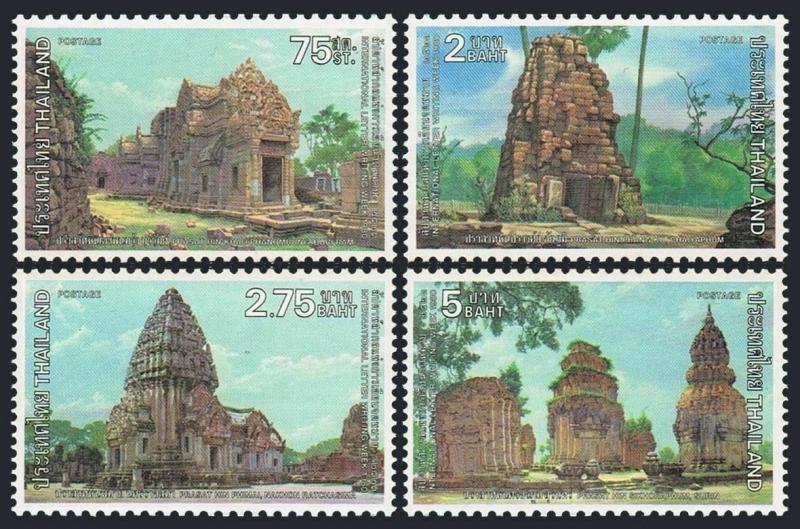 Thailand 925-928,lightly hinged.Michel 949-952.Letter writing week,1980.Temples.