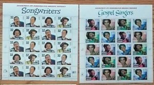 New 12 Sheets LEGENDS OF AMERICAN MUSIC SERIES 29¢ 32¢ 33¢ US A Postage Stamps