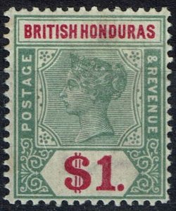 BRITISH HONDURAS SG63 1899 $1 GREEN & CARMINE MNH (d)