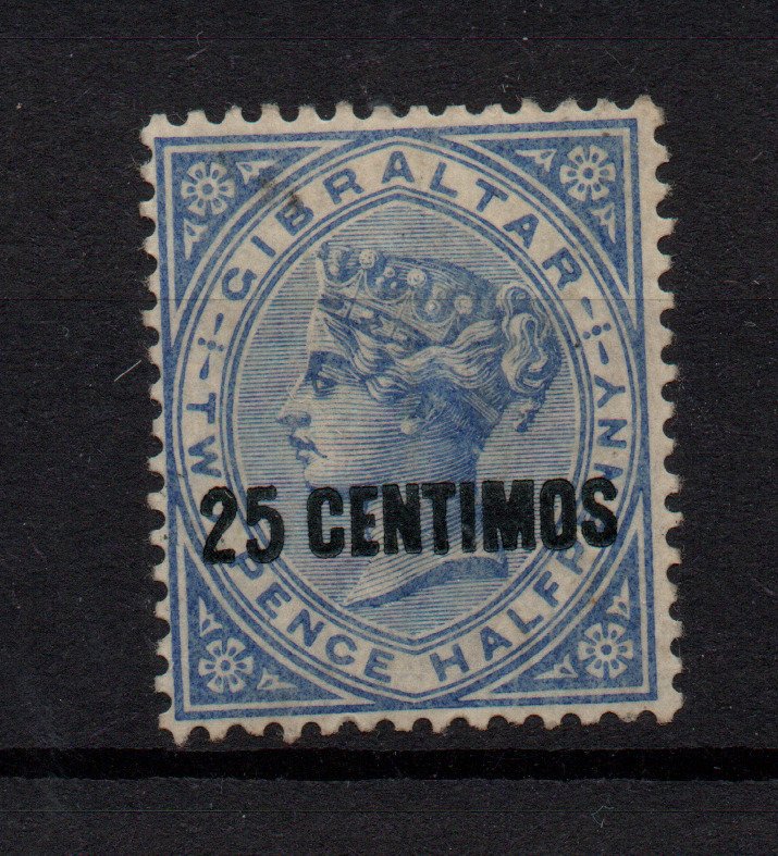 Gibraltar 1889 25c on 2 1/2d bright blue mint LHM SG18 WS36390