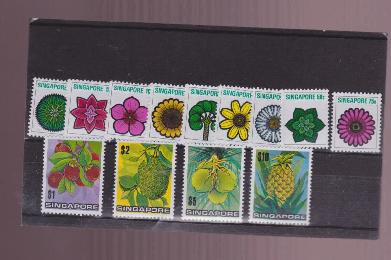 SINGAPORE  #189-201 set of 13 FLOWERS AND FRUIT VFNH 