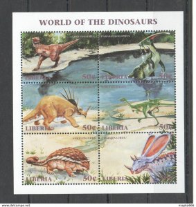 Liberia Fauna Reptiles World Of The Dinosaurs 1Kb ** Stamps Pk011