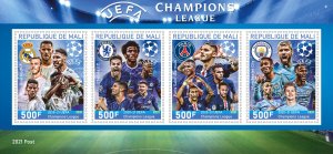 Stamps. Soccer, Uefa 2021 year 1+1 sheets perf Mali