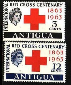 Antigua-Sc#134-5- id7-unused LH QEII Omnibus set-Red Cross-1963-.