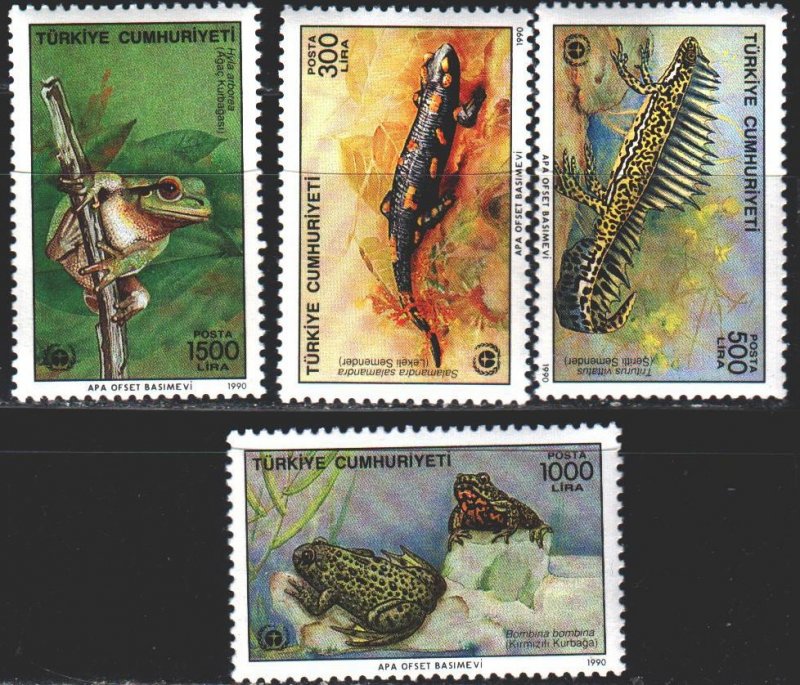 Turkey. 1990. 2889-92. Frogs, amphibians. MNH. 