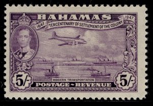 BAHAMAS GVI SG191, 5s mauve, LH MINT. Cat £20.