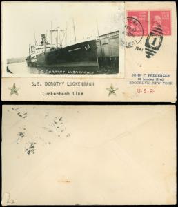 FEB 8 1941 CRISTOBAL C. Z. PAQUEBOT Cds, S.S. DOROTHY LUCKENBACH PHOTO CACHET!