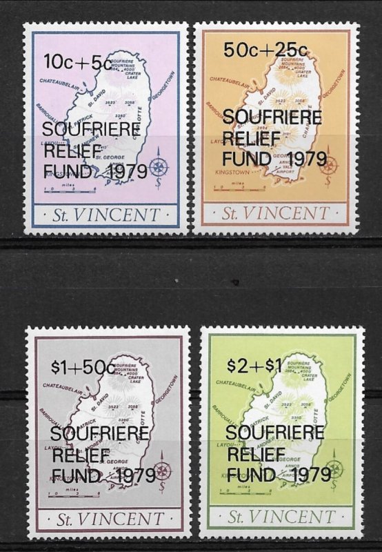 1979 St Vincent B1-4 Soufriere Volcano Victims Relief Fund C/S of 4 MNH