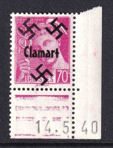 FRANCE 368 CLAMART OVERPRINT IMPRINT CORNER MARGIN OG NH U/M VF