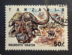 Tanzania 1993 Scott 1186 CTO - 50sh,  Ngurdoto Crater, African Buffalo