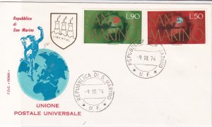 republique di San Marino 1974 fdc Universal Postal Union stamps cover ref 21670