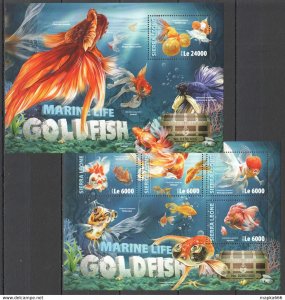 2016 Sierra Leone Fauna Marine Life Goldfish 1+1 ** St301