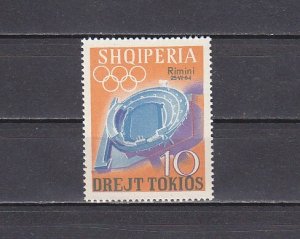 Albania, Scott cat. 745. Tokyo Summer Olympics value o/printed. ^