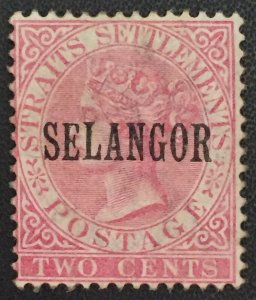 MALAYA 1885-91 SELANGOR opt STRAITS SETTLEMENTS QV MLH SG#33 M2731