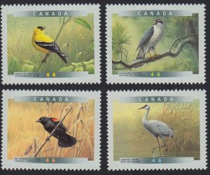 BIRDS * CRANE, GOLDFINCH, GOSHAK = Canada 1999 #1770-1773 MNH SET of 4