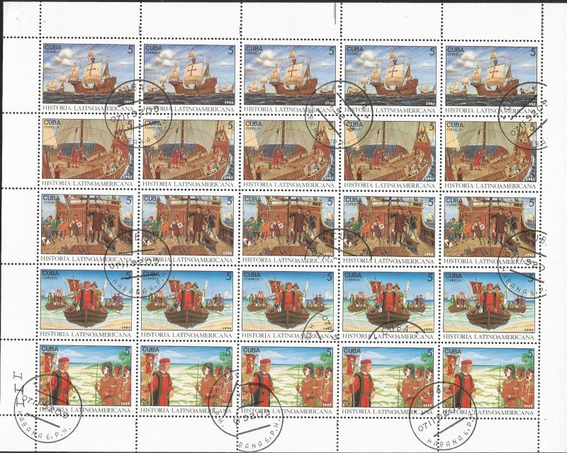 baja.J) 1992 CUBA-CARIBE, BOATS AND PEOPLE, DISCOVERY OF AMERICA, FULL SHEET