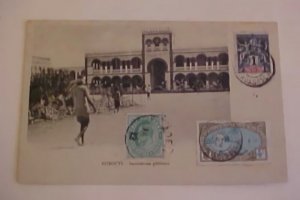 ADEN SOMALI COAST MADAGASCAR JAN FEB 1912 on DJIBOUTI CARD HAND CARRIED