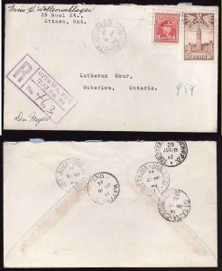 Canada-cover #13179-4c+10c reg'd-Carleton-Ottawa -Jan 15 1946-RPO- [O-41...