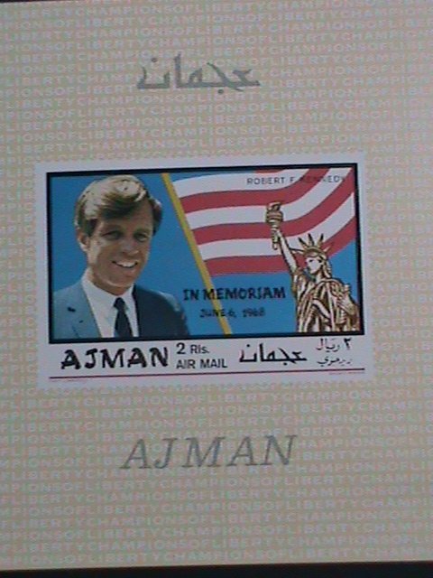 ​AJMAN-AIRMAIL-1968 IN MEMORIAL OF  PRESIDENT ROBERT KENNEDY-IMPERF-MNH S/S VF