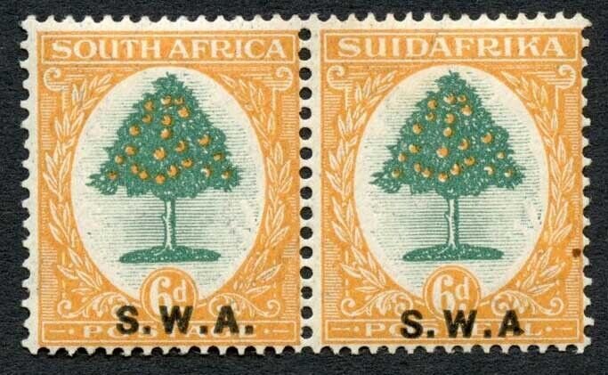 South West Africa SG63a 1927 6d No Stop After A U/M (toned gum) Cat 120 pounds