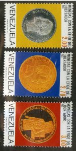 VENEZUELA 1346-8 MNH SCV $2.00 BIN $1.00 COINS ON STAMPS