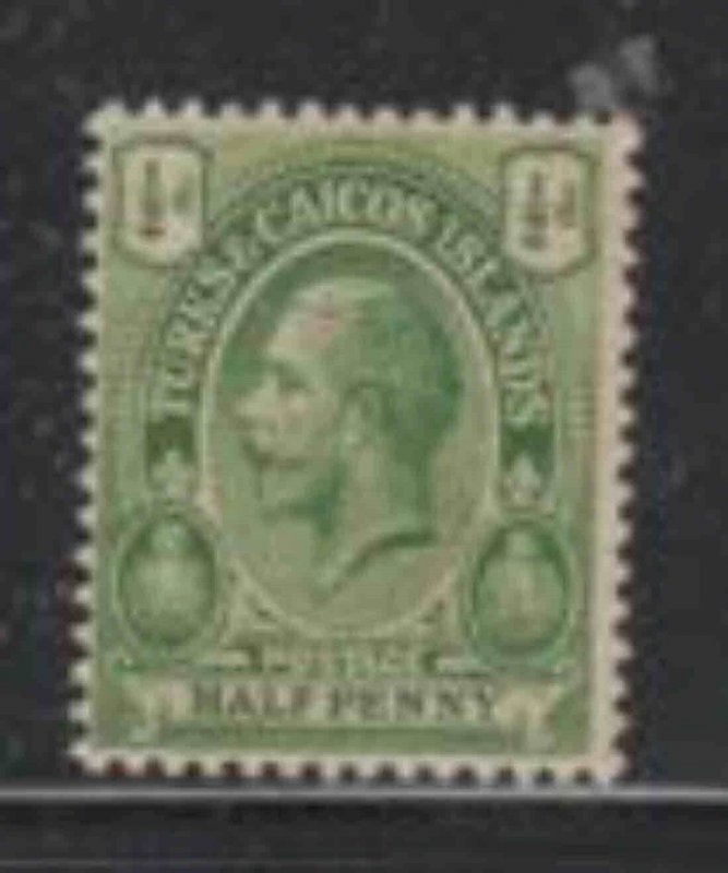 TURKS & CAICOS ISLANDS #25 1913 1/2p KING GEORGE V MINT VF LH O.G